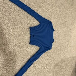 Edikted Blue Ribbed Long Sleeve Top